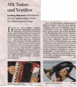 (00.00.2010) Zeitung unbekannt. "Mit Tasten und Ventilen". (Bild anklicken)