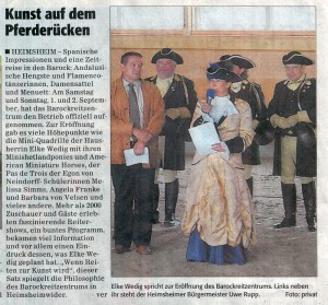 (00.00.2007) Zeitung unbekannt. "Kunst auf dem Pferderücken". (Bild anklicken)