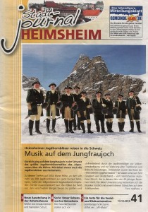 (14.10.2010) Stadtjournal Heimsheim. "Musik auf dem Jungfraujoch". (Bild anklicken)