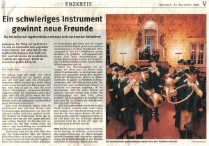 (15.11.2006) Pforzheimer Zeitung. "Ein schwieriges Instrument gewinnt neue Freunde". (Bild anklicken)