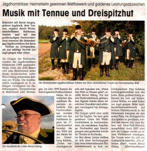 (00.00.2006) Zeitung unbekannt. "Jagdhornbläser gewinnen goldenes Leistungsabzeichen". (Bild anklicken)
